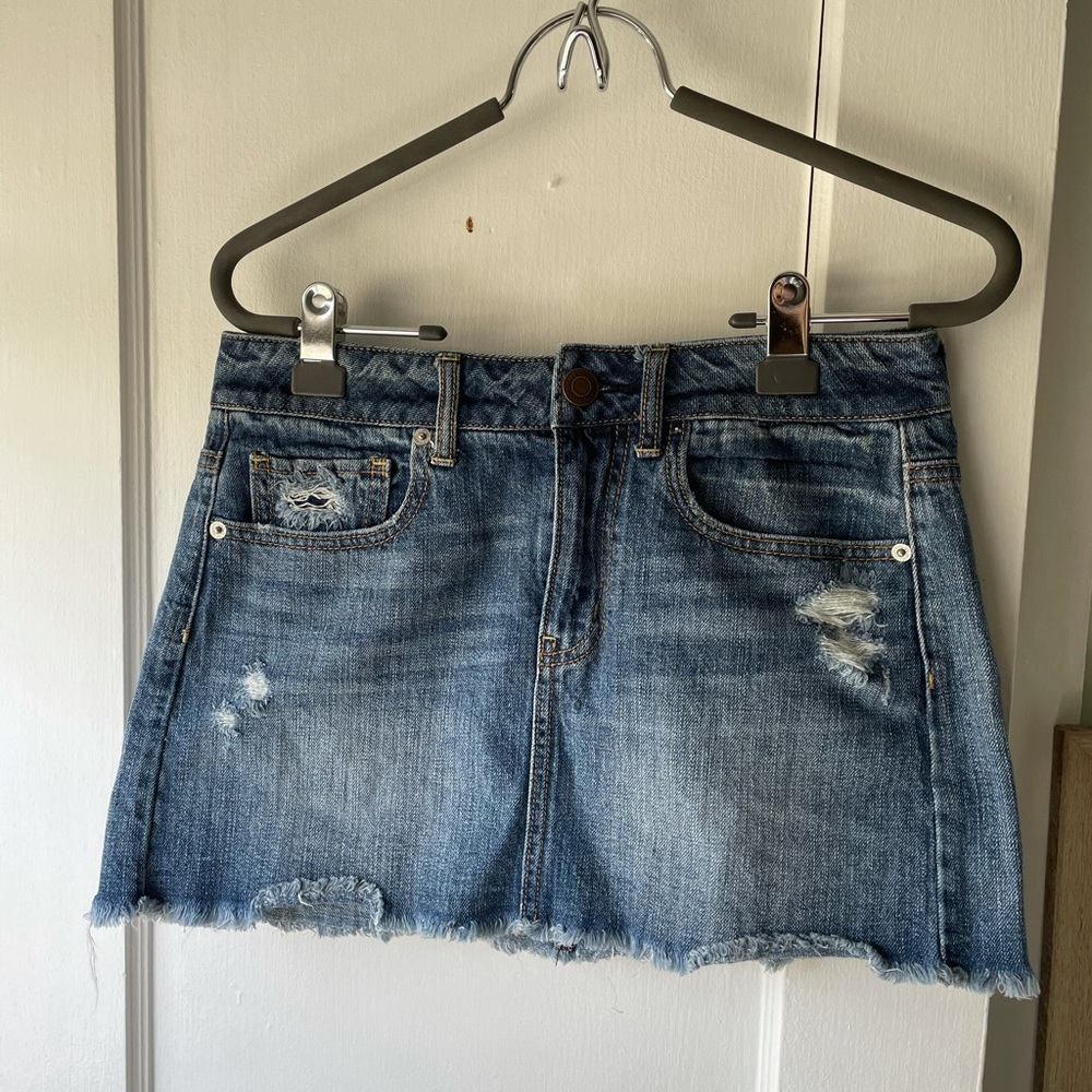 Distressed Denim Miniskirt